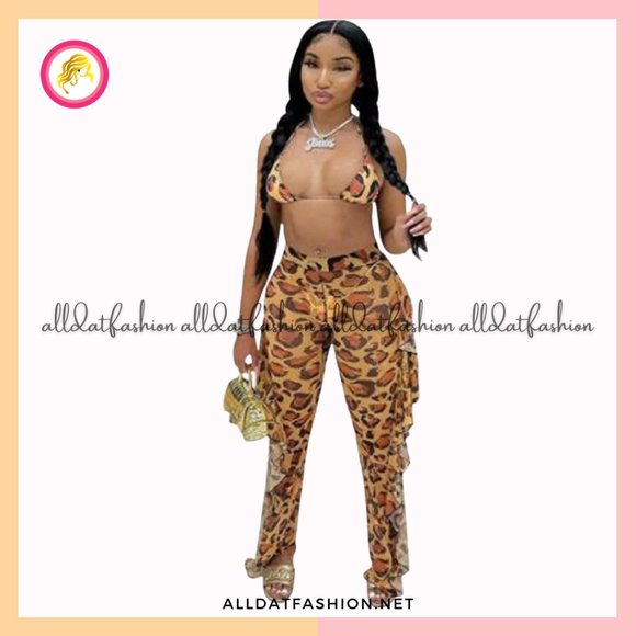 Jewel Jumpsuit Beach Swimsuit Mesh Cover Up See Through Two Piece Outfits - Picture 2 of 2